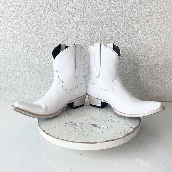 Lane EMMA JANE Womens Cowboy Bootie 7.5 White Western Cowgirl Short Ankle Boots - Picture 7 of 11